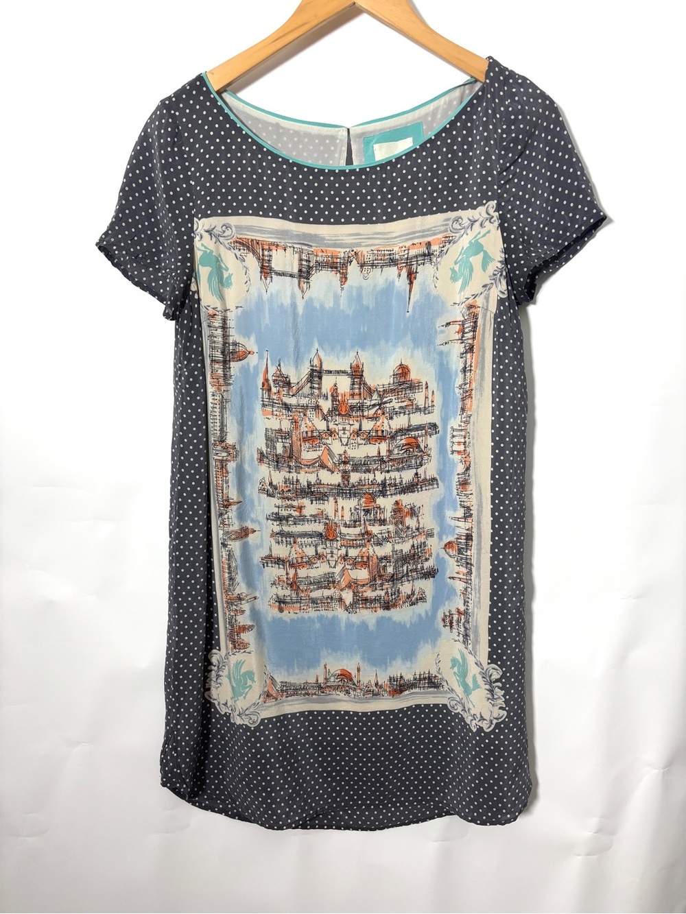 Maeve Anthropologie Around Town Scarf Print Shift Dress London Travel Medium